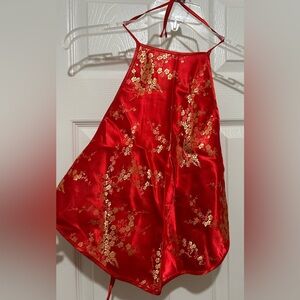 Red and Gold Halter Top